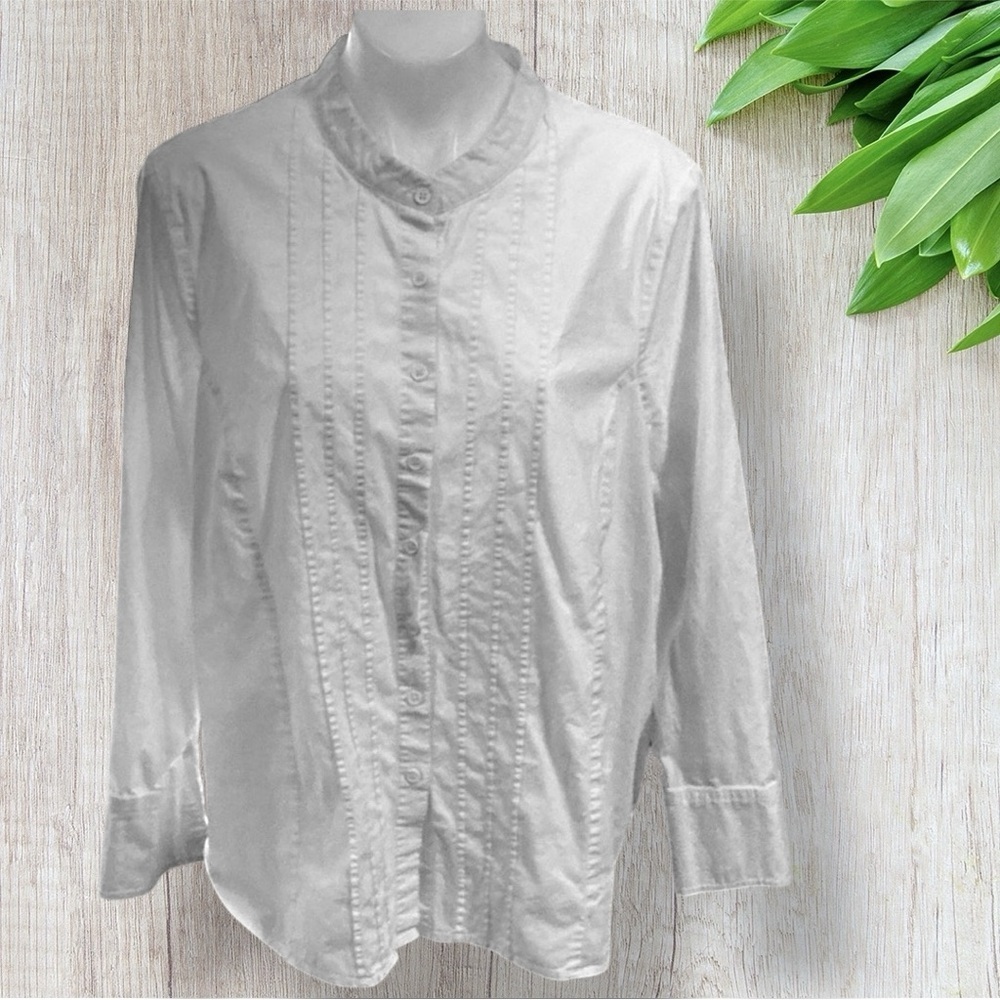 🌺ULLA POPKEN WHITE BUTTON DOWN DRESS BLOUSE